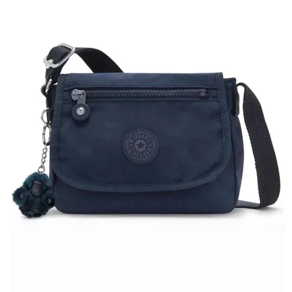 Kipling Sabian Mini Crossbody Bag Blue Bleu 2 Nylon Adjustable Strap Purse - Picture 1 of 5
